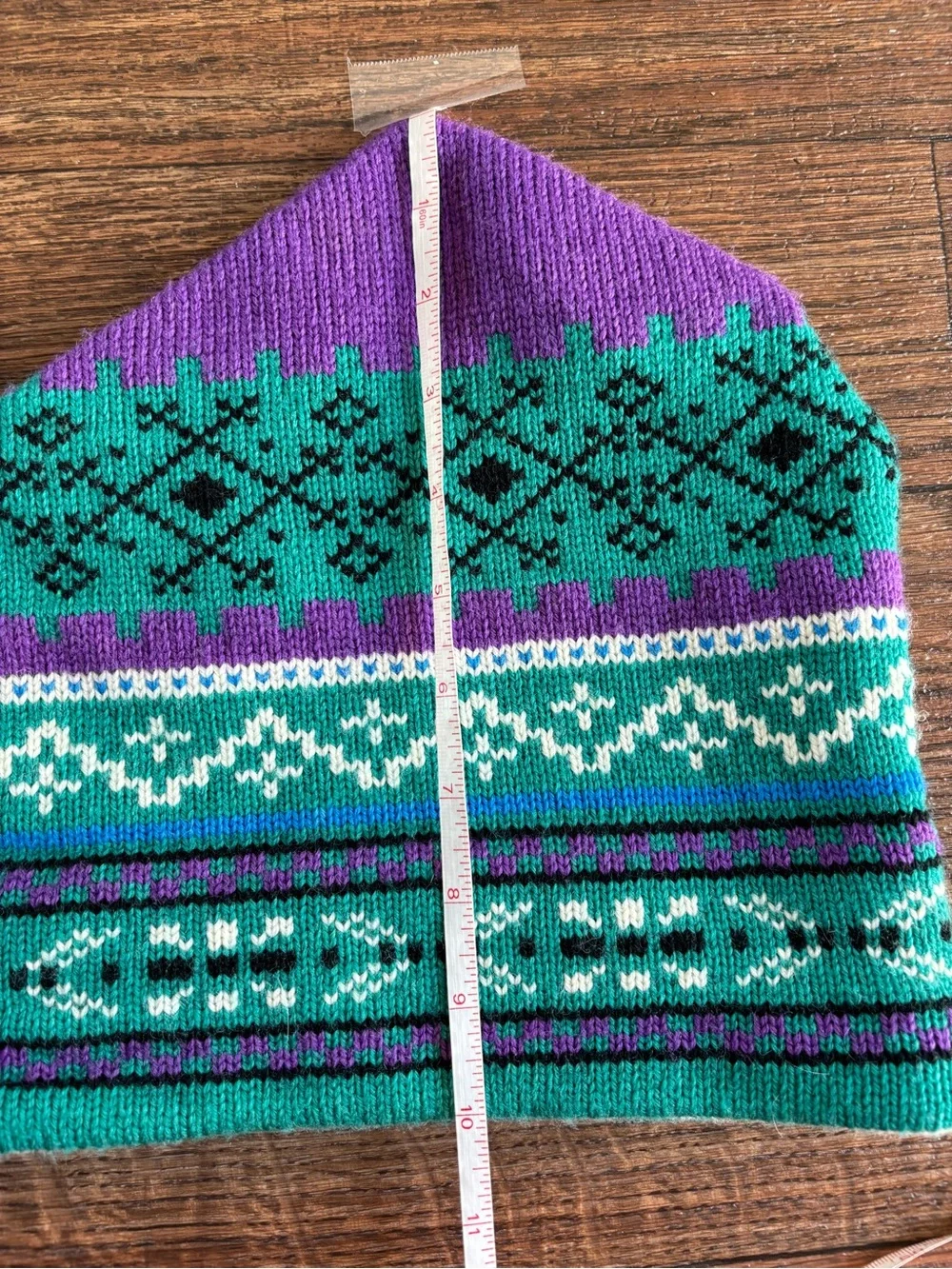 Vintage 80s The North Face USA Wool Geometric Ski Beanie Toque
